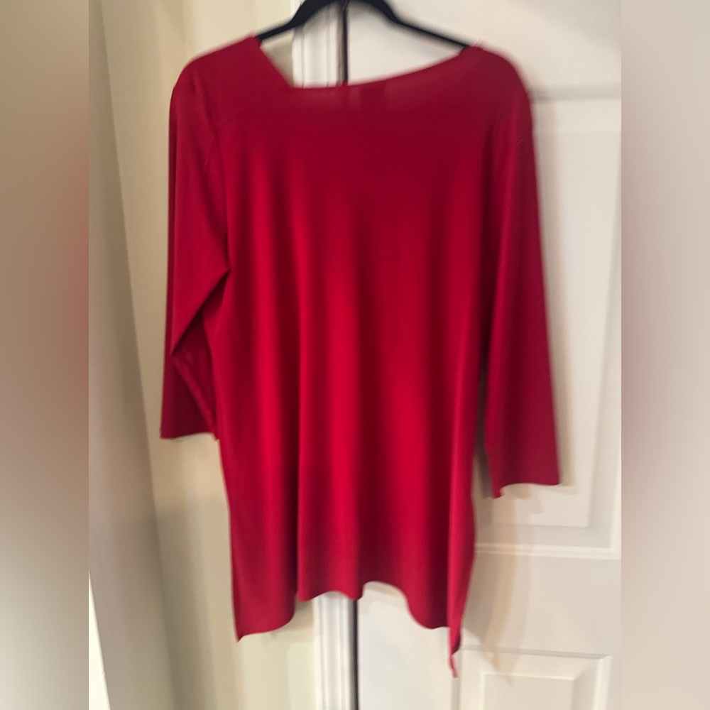 CLARA SUNWOO Red Scoop Neck ‎ Asymmetrical Tunic Top large
